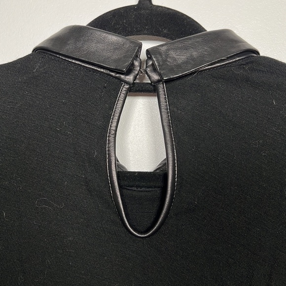 The Kooples black wool dress with leather collar, XS - Picture 5 of 7